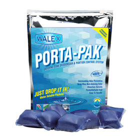 Walex Porta-Pak front packaging showing pack of 50 and benefit of odor control