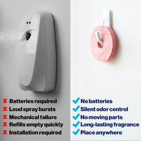 Walex Sunglow disc tucked under a sink for targeted odor control