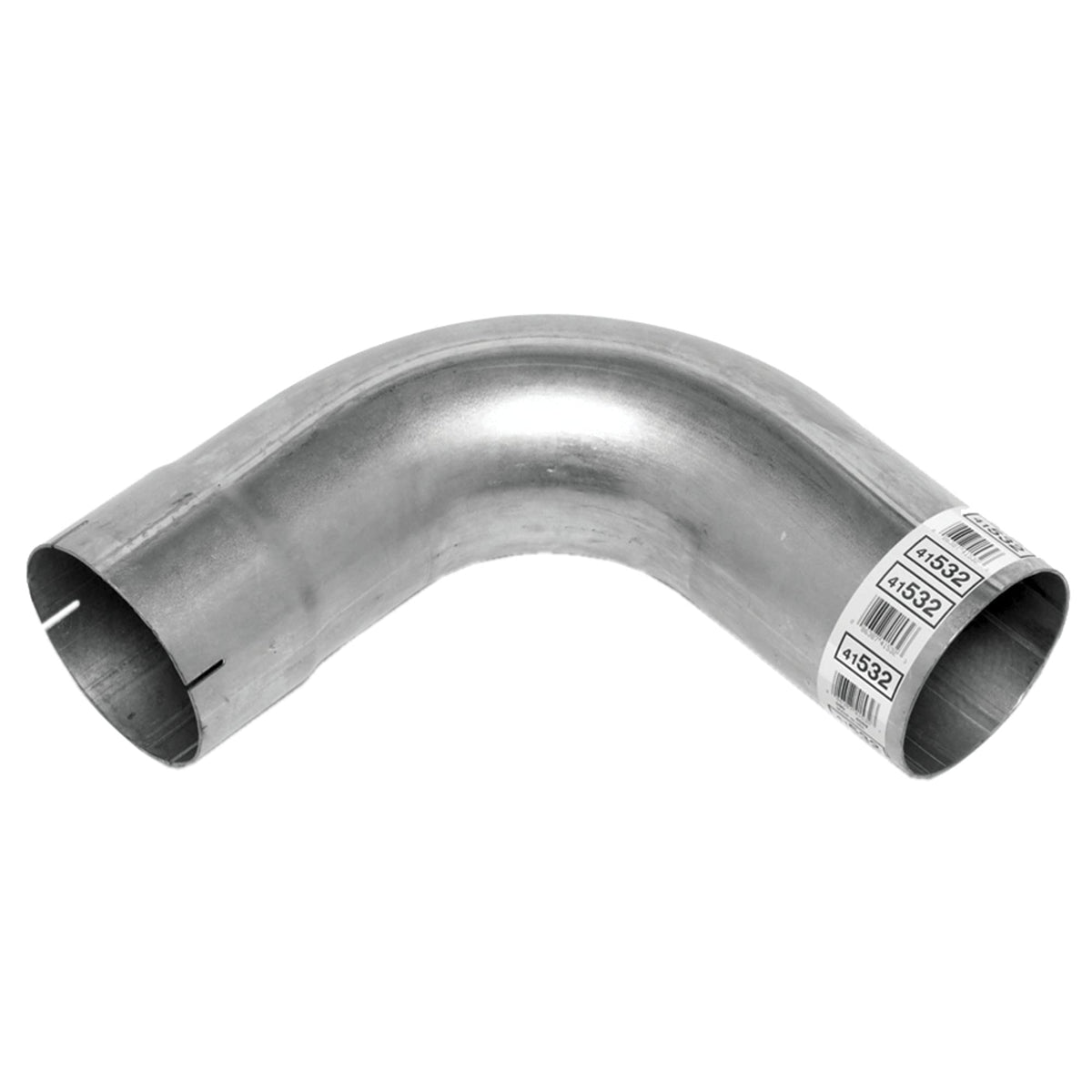 Walker exhaust elbow front view showing full 5-inch inlet and outlet, illustrates correct fit
