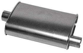 Walker muffler front view showing body and reversible flow for easy fitment