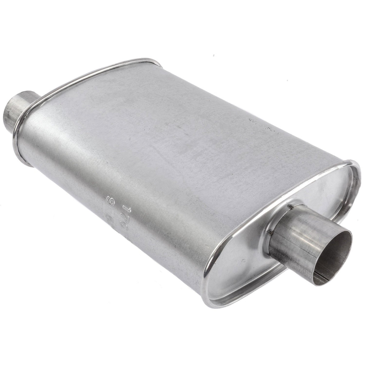 Walker muffler inlet and outlet ends showing 2.5" ID for correct pipe fit