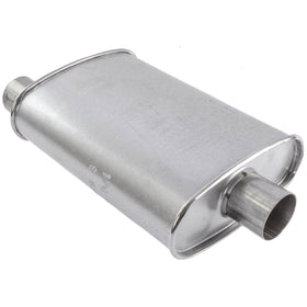 Walker muffler inlet and outlet ends showing 2.5" ID for correct pipe fit