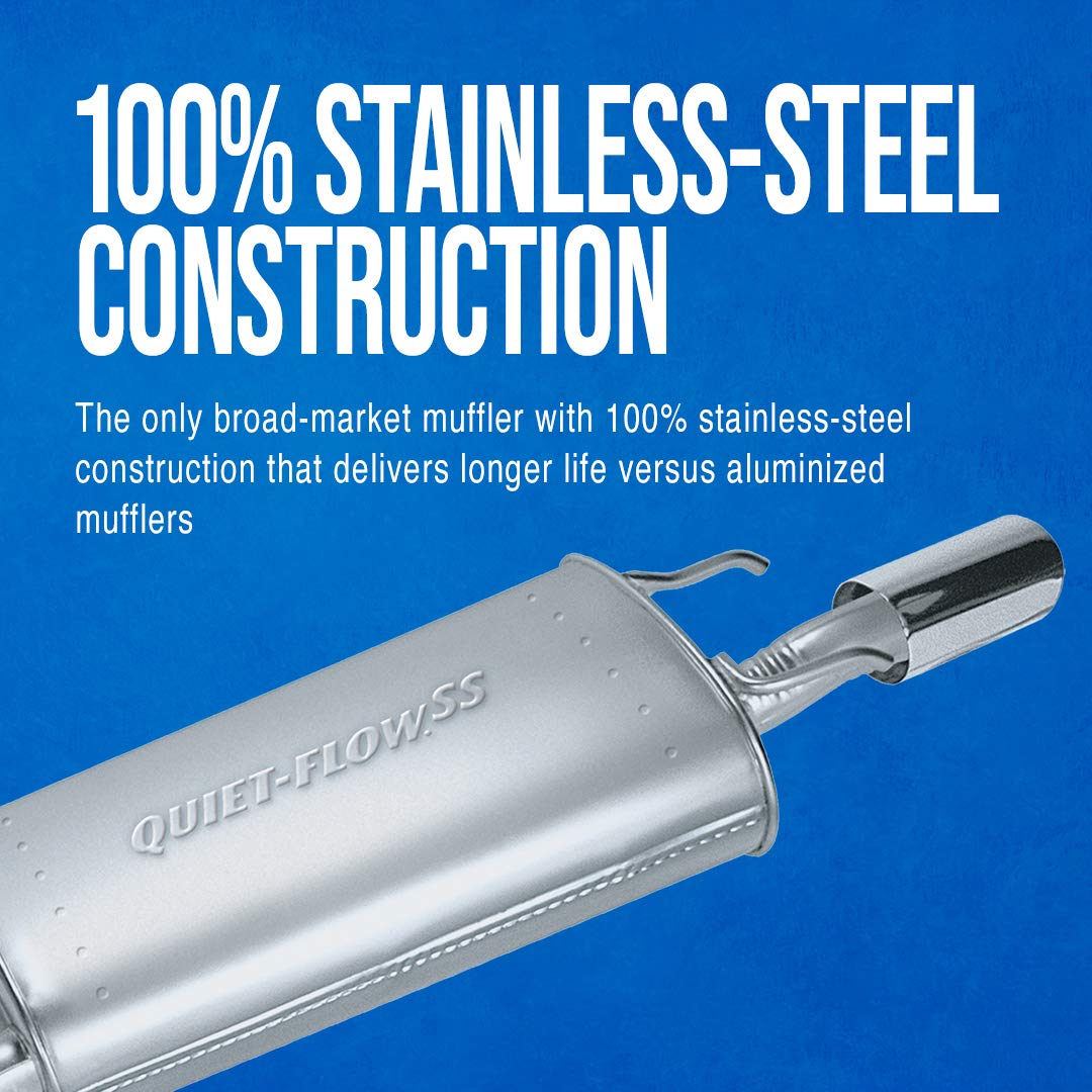Walker Quiet-Flow SS 56233 close-up of stainless welds and spun-locked head for longer life