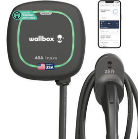 Wallbox Pulsar Plus front view showing compact design and clean install benefit