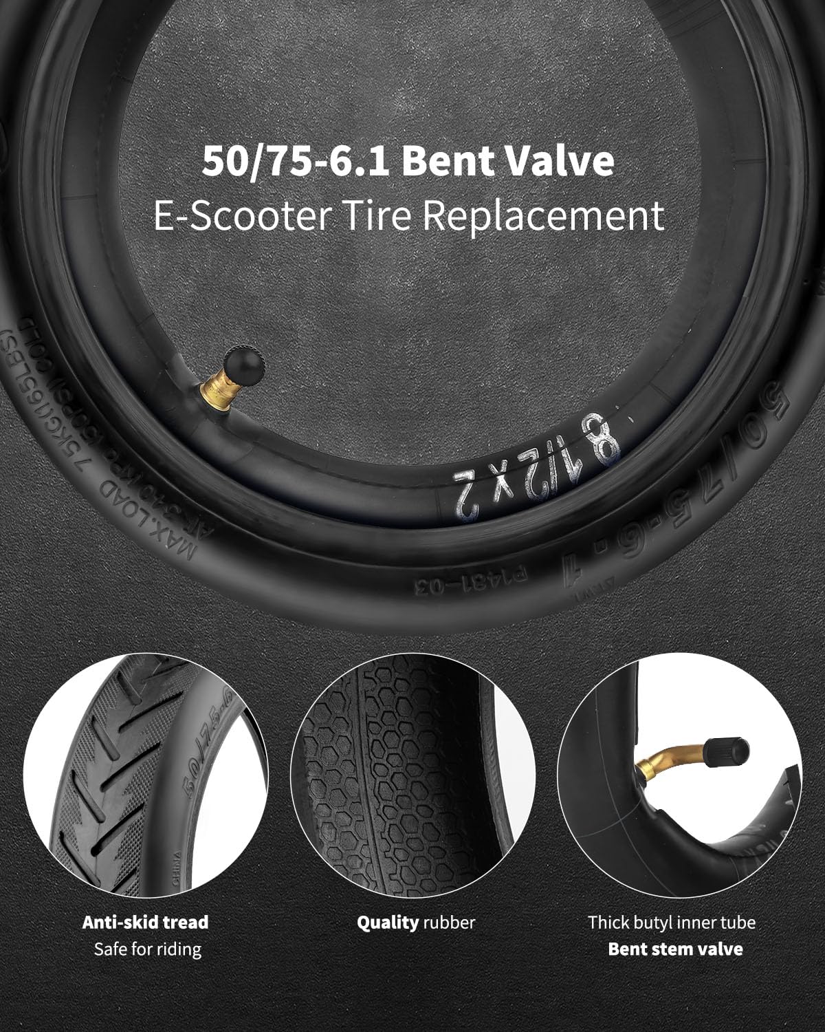 Walshen close-up of 90° bent valve stem for easier inflation and access