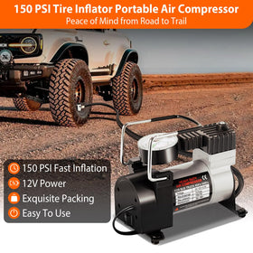 Wanderblooms air compressor close-up demonstrating fast inflation and versatile adaptors