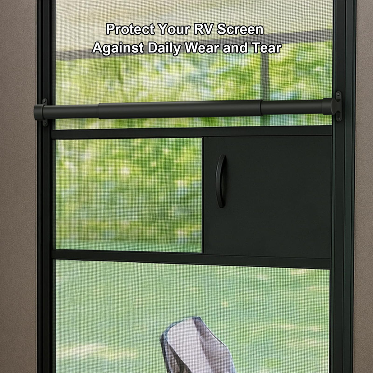 WanDwel lifestyle shot of camper entry with handle showing improved usability and style