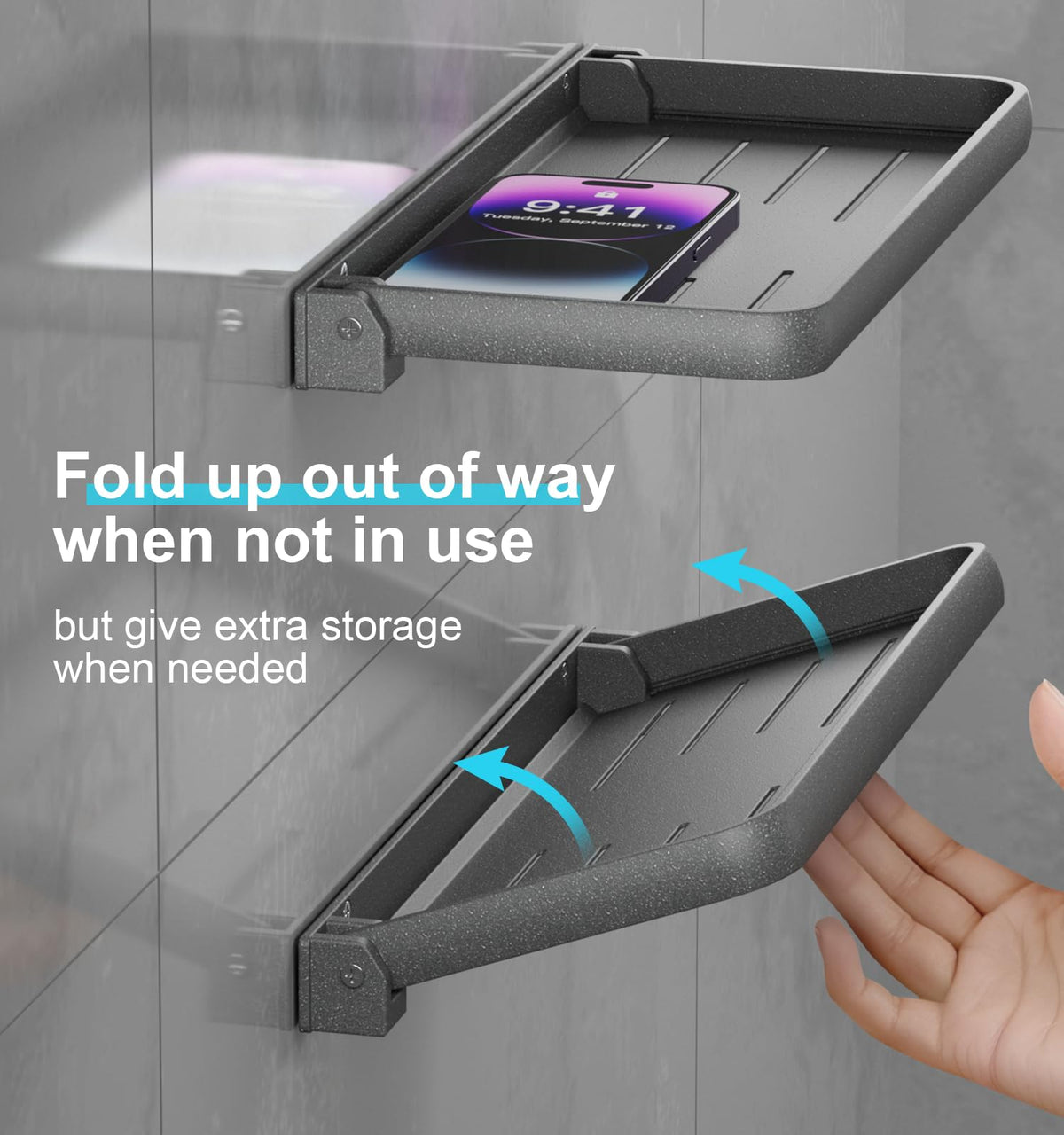 WanDwel folded flat against wall saving room and preventing vibrations while traveling