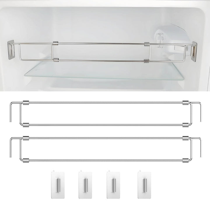 WanDwel front packaging showing adjustable RV fridge bars and included pads for secure travel storage