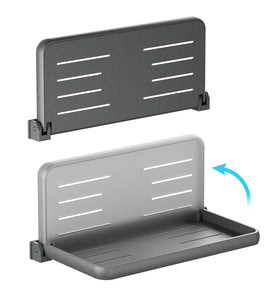 WanDwel front view mounted shelf showing sturdy aluminum surface and extra counter space