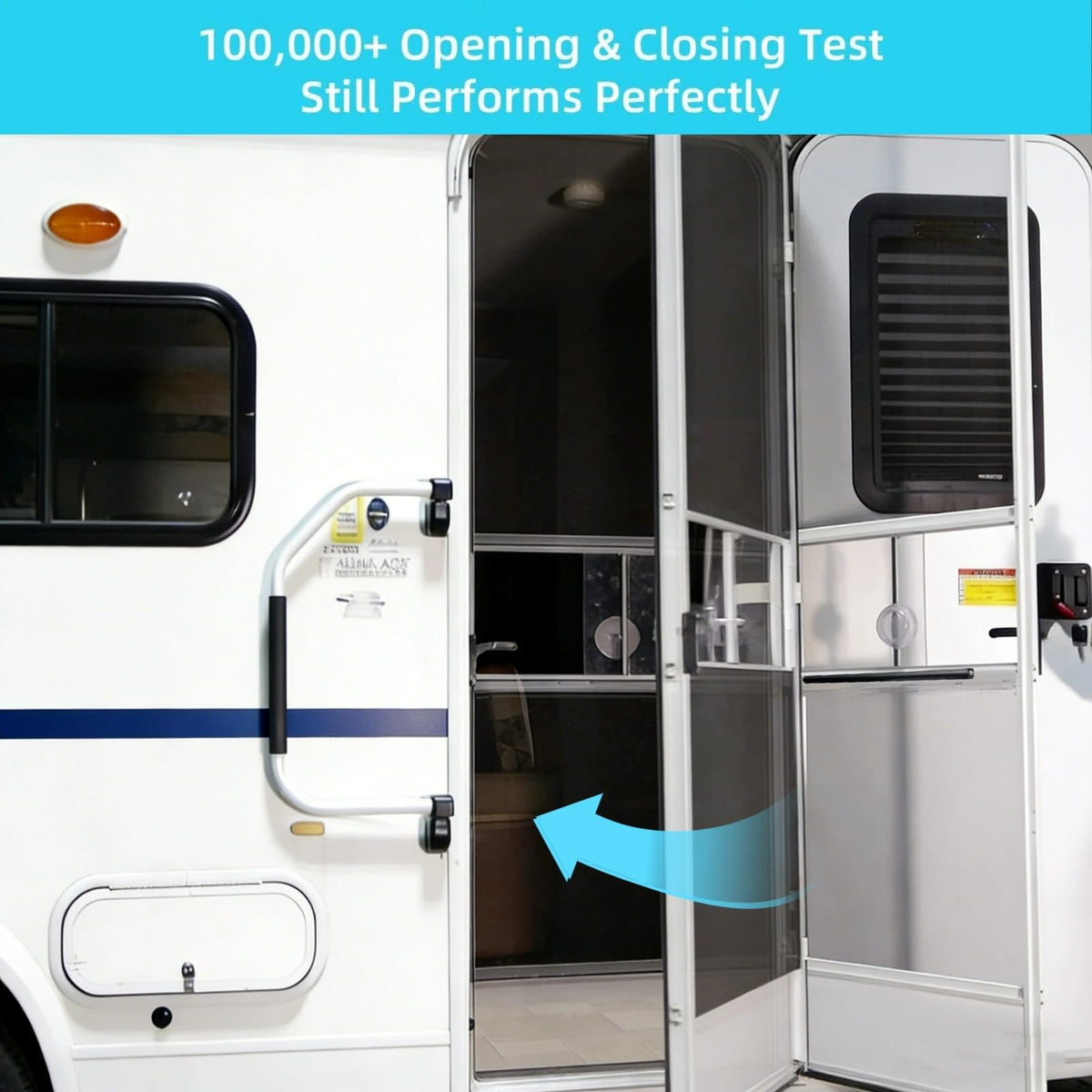 WanDwel installed on an RV screen door illustrating hands-free insect protection