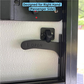 WanDwel latch installed on RV screen door demonstrating secure closure