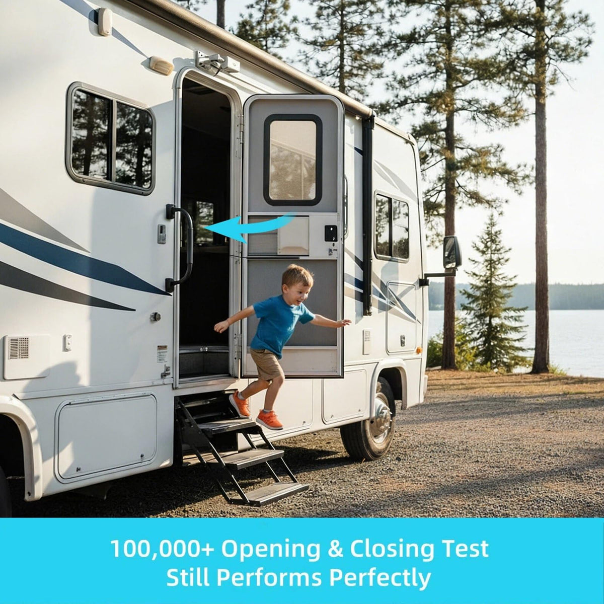 WanDwel lifestyle camping scene with door closing showing convenience on trips