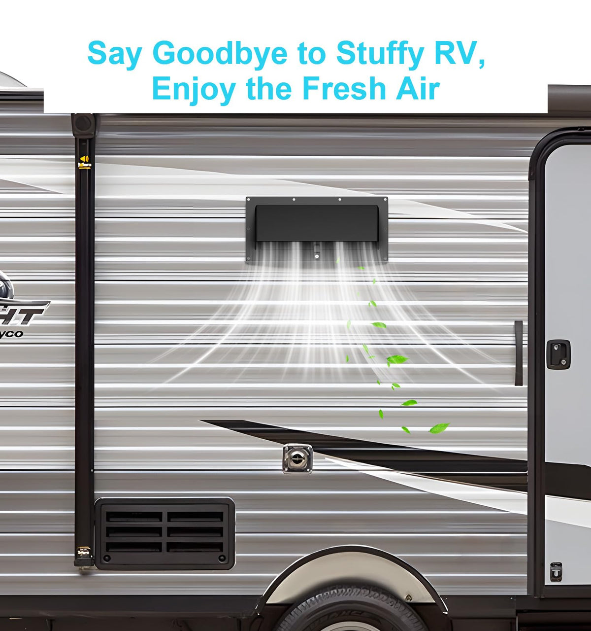 WanDwel installed on RV sidewall illustrating seamless replacement benefit