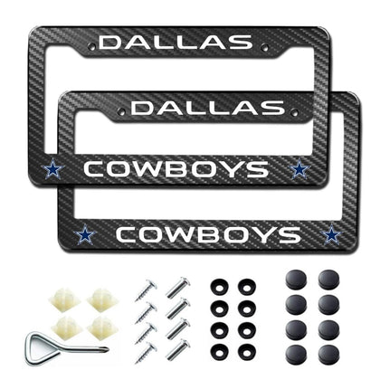 WANRELE front view of carbon fiber-style license plate frame showing sleek profile and fit