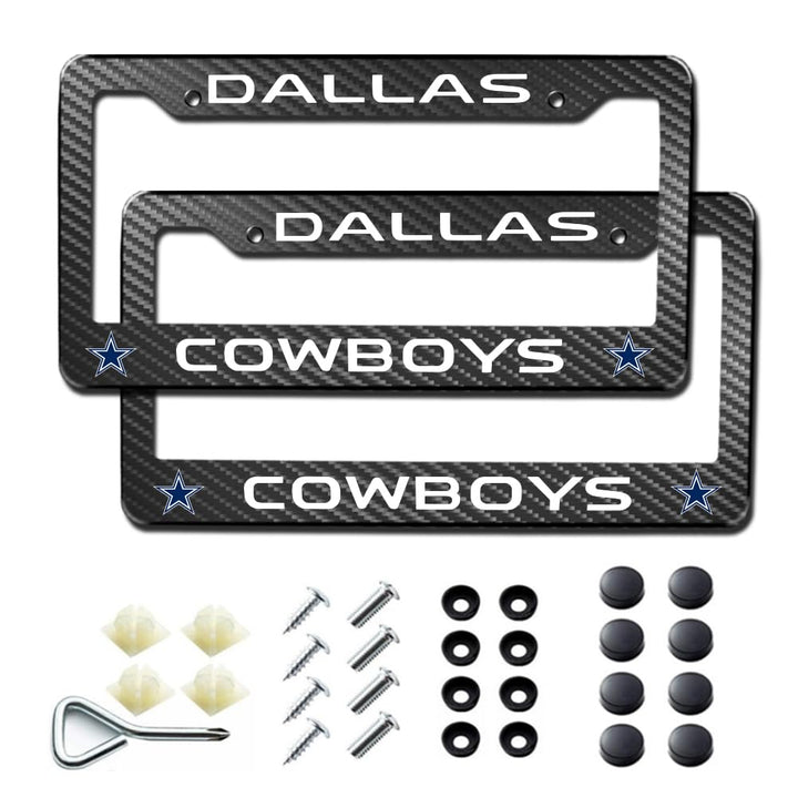 WANRELE front view of carbon fiber-style license plate frame showing sleek profile and fit