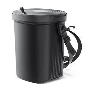 Waretary front view of black trash can showing compact design and neatness