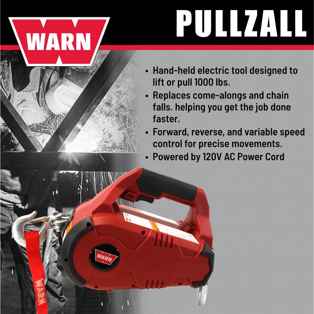 WARN PullzAll LED load indicator lit to provide real-time load feedback