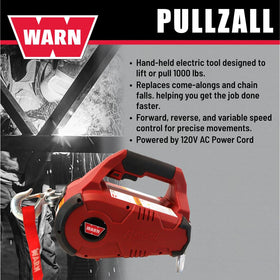 WARN PullzAll LED load indicator lit to provide real-time load feedback