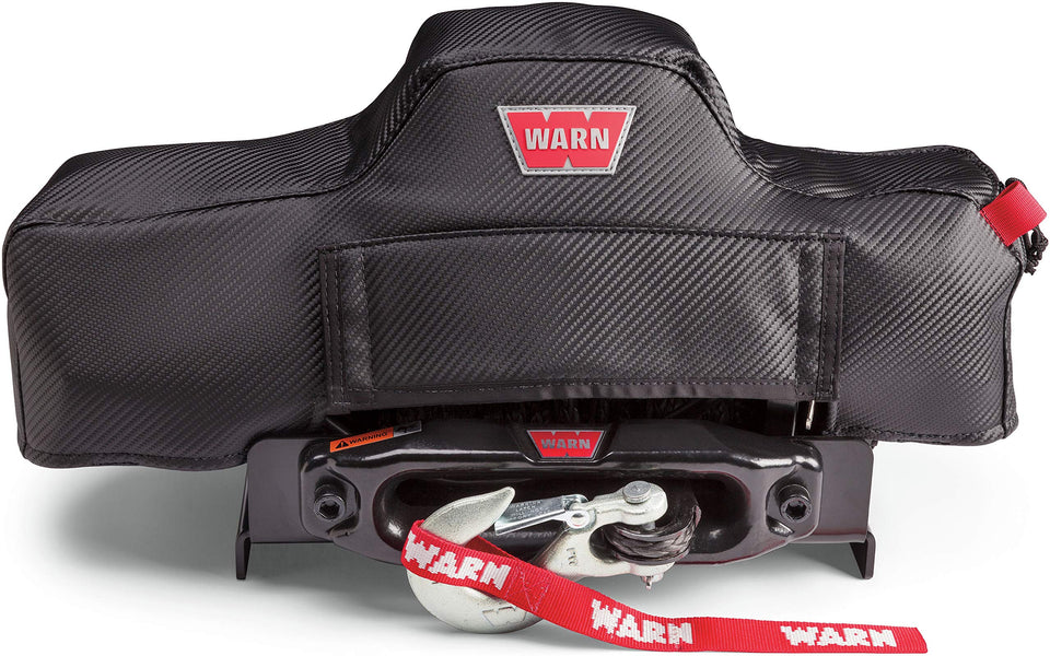 WARN winch cover front view showing fit and weather protection benefit