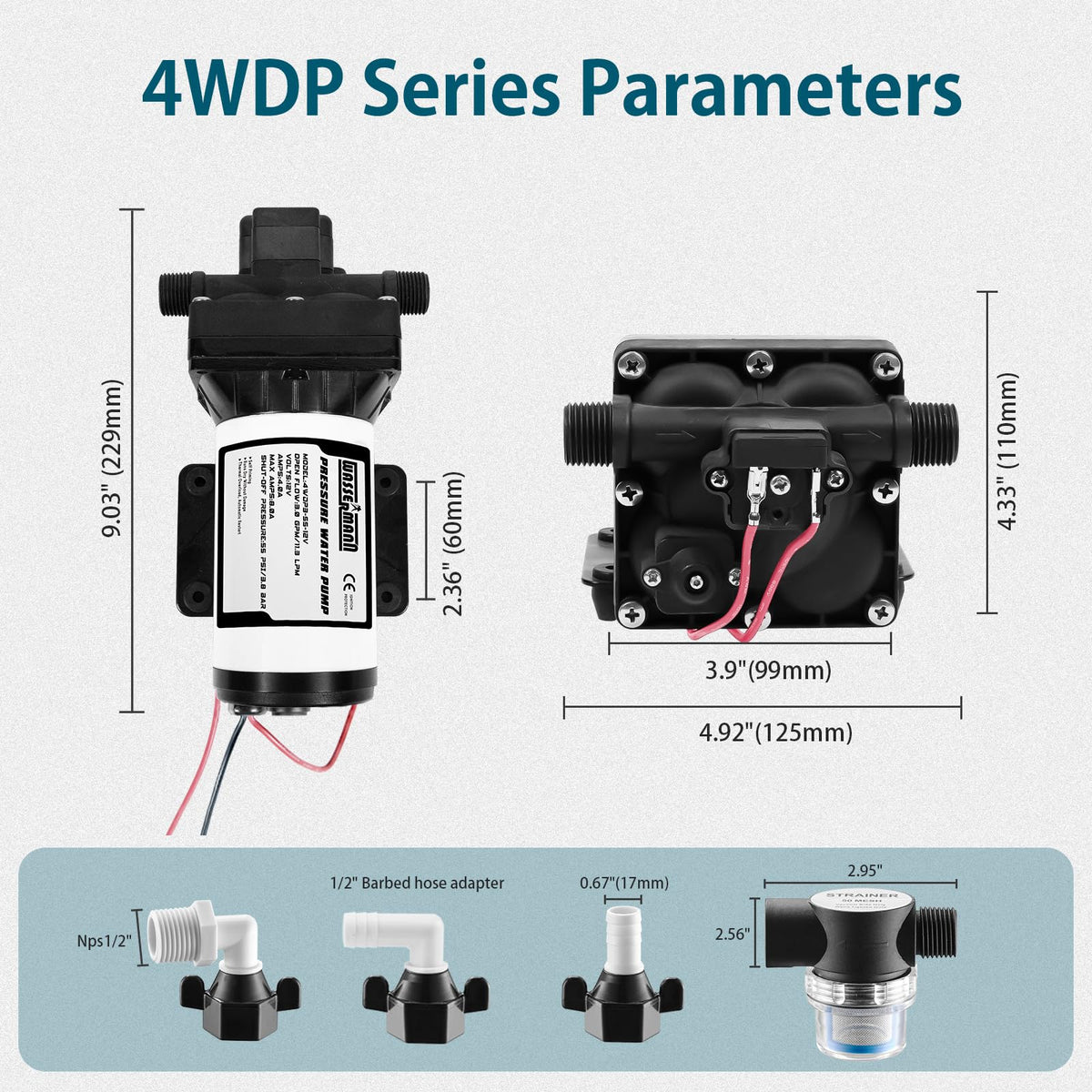 WASSERMANN pressure switch close-up highlighting automatic on/off benefit