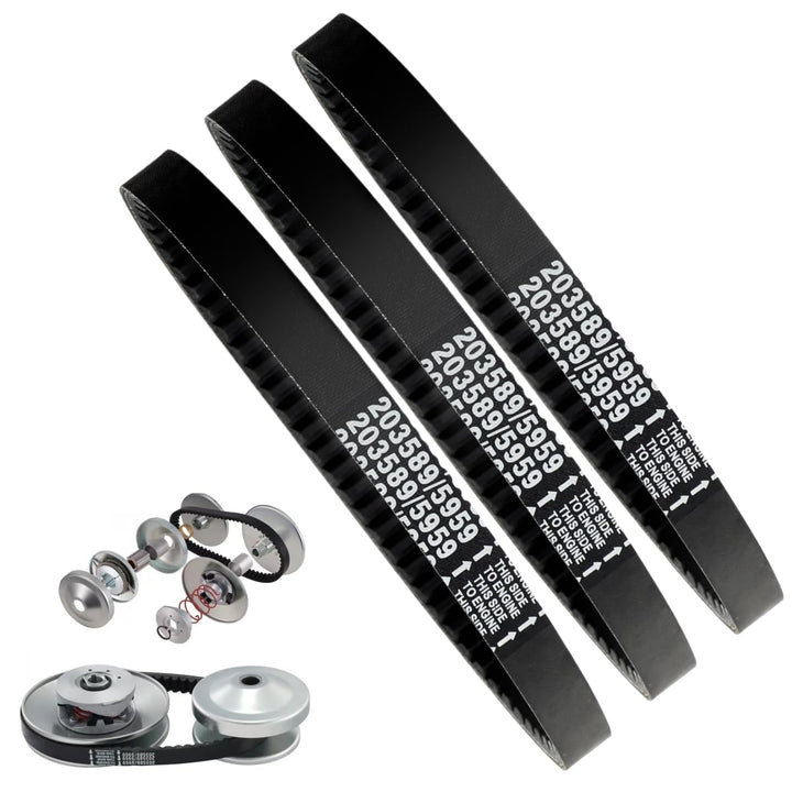 Wasydy three-pack front view showing replacement drive belts and fitment