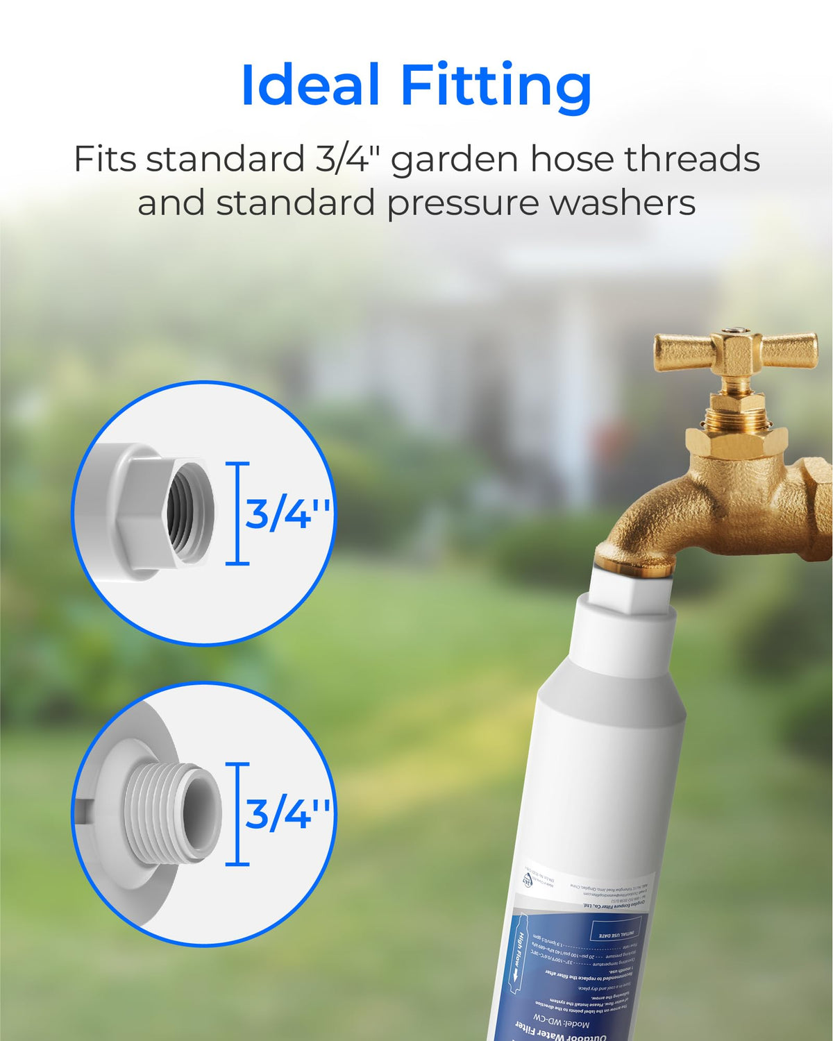 Waterdrop size beside screwdriver illustrating compact, portable design benefit