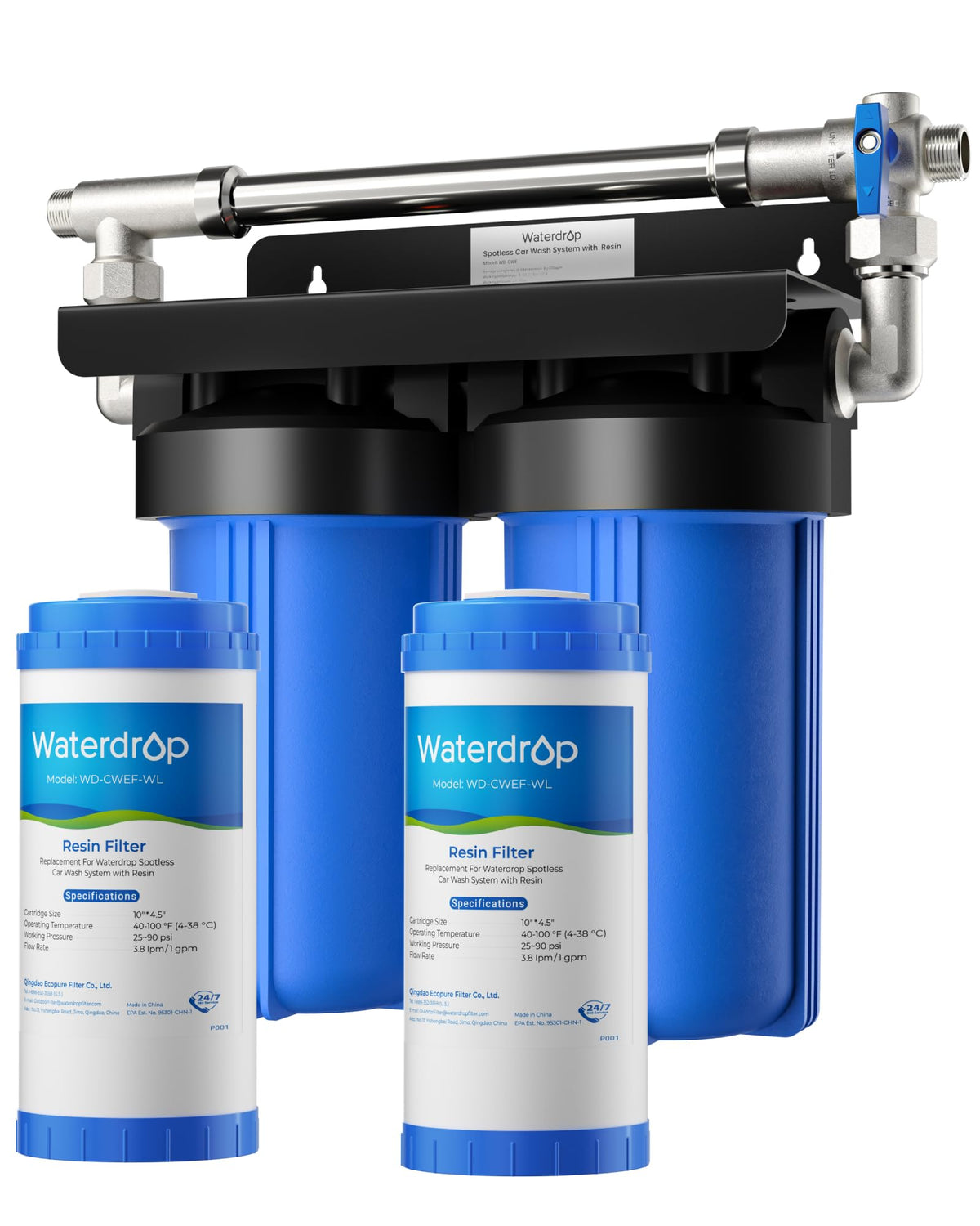 Waterdrop front unit showing compact spot-free system and easy installation benefit