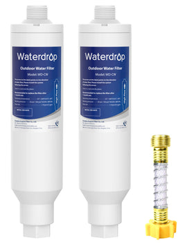 Waterdrop front view of inline filter showing compact design and easy hookup benefit