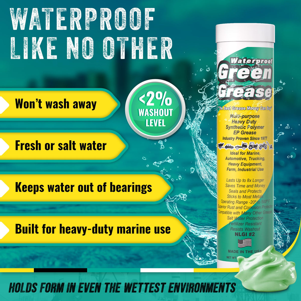 Waterproof Green Grease being applied to an axle showing rust protection and reduced wear