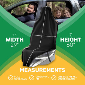 Waterproof SeatShield EliteSport next to car seat showing full coverage