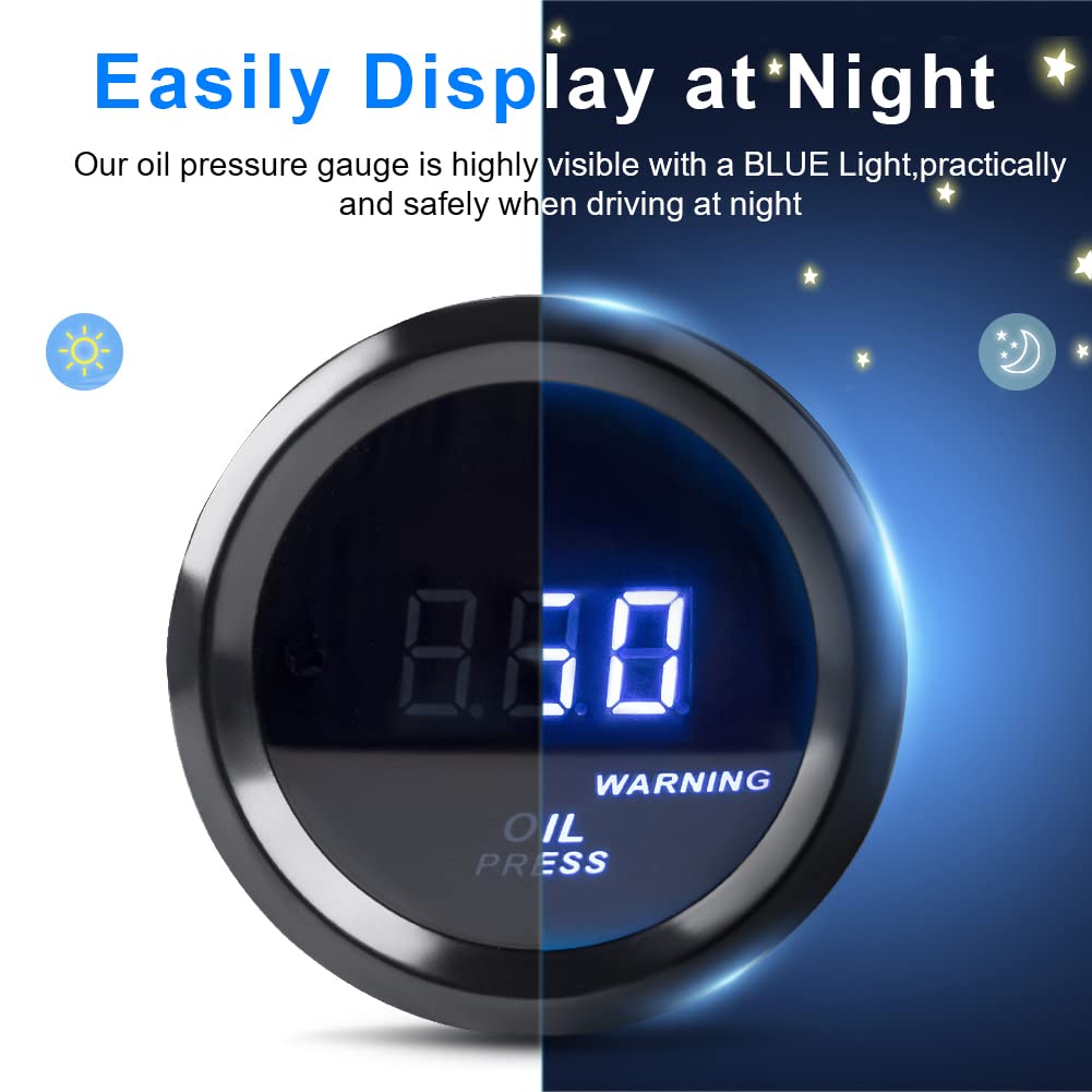 WATERWICH gauge illuminated blue at night for quick visibility and safer driving