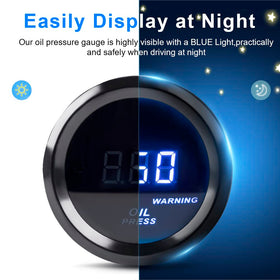 WATERWICH gauge illuminated blue at night for quick visibility and safer driving