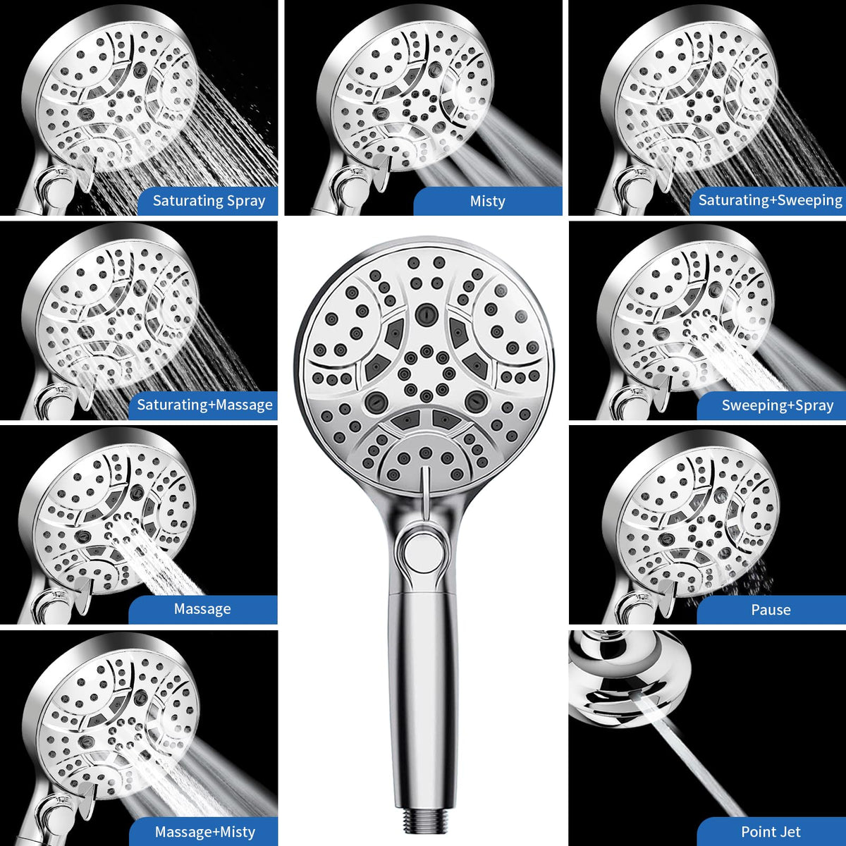 WATFIGBY mounted shower head inside an RV demonstrating space-saving use