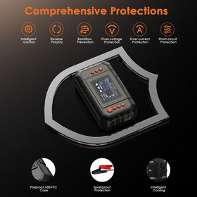 WAVLINK charger hooked to car battery demonstrating safe in-use benefit