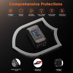 WAVLINK connected to car battery delivering safe charging and maintenance in garage