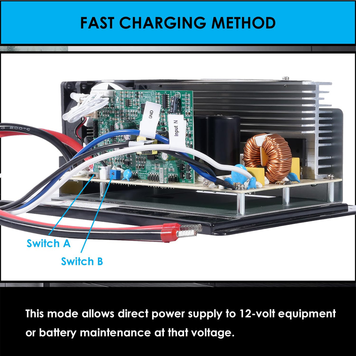 WAVLINK mode switch and label for selecting battery chemistry quickly