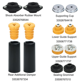 WayJun complete kit laid out to show all included mounts grommets and stops