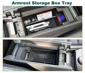 WBLATP lower center console tray close-up showing organized compartments