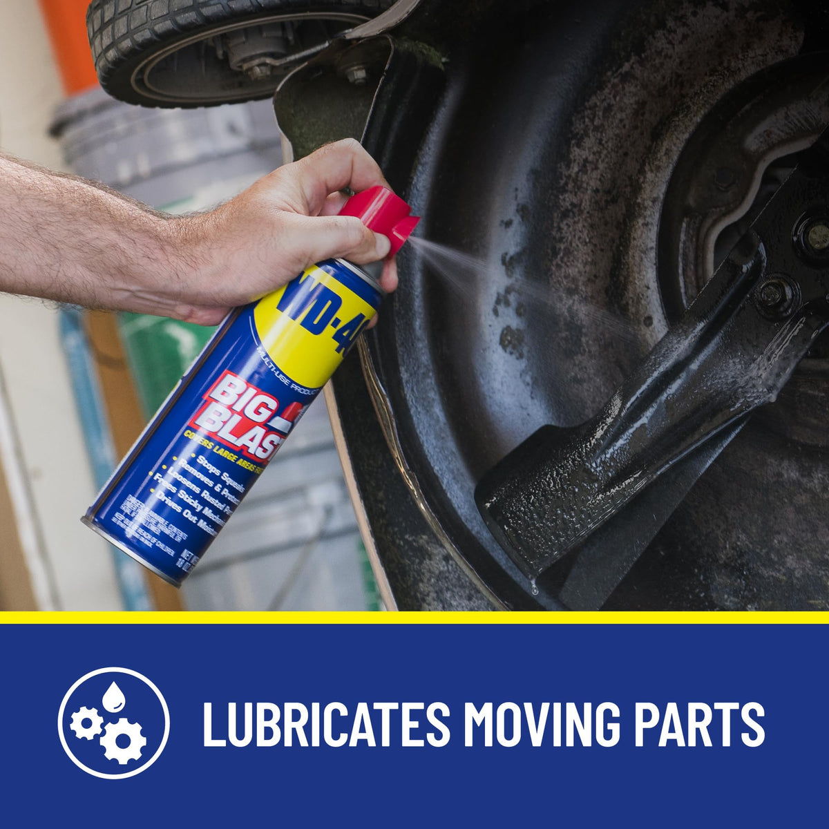 WD-40 big-blast six-pack stored on shelf offering ready supply for maintenance