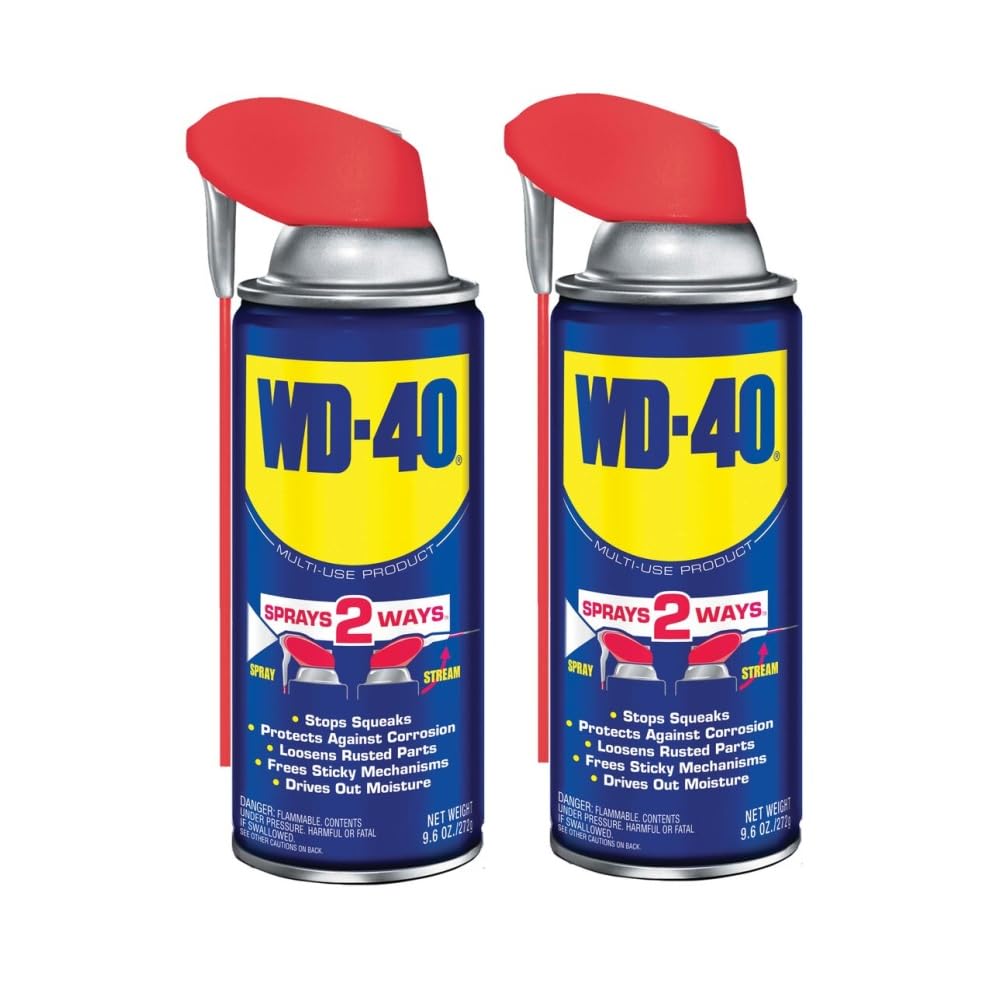 WD-40 front packaging showing smart straw and two-pack convenience benefit