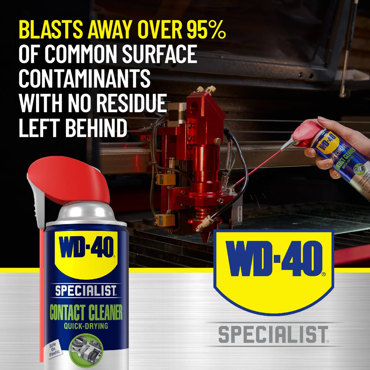 WD-40 Specialist cleaned switch contact close-up showing restored metal surface