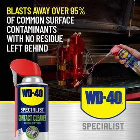 WD-40 Specialist cleaned switch contact close-up showing restored metal surface