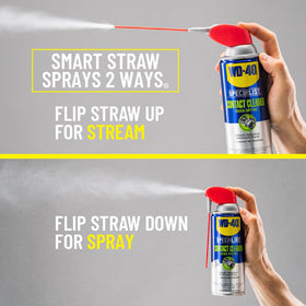 WD-40 Specialist spraying battery terminal to remove corrosion and improve conductivity