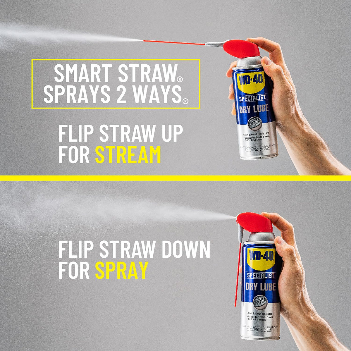 WD-40 Specialist dry lube close-up of dry film texture delivering low friction protection