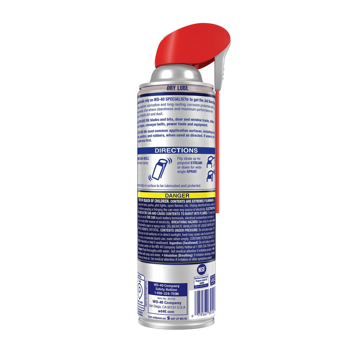 WD-40 Specialist dry lube beside a ruler showing 12.1 oz scale for value