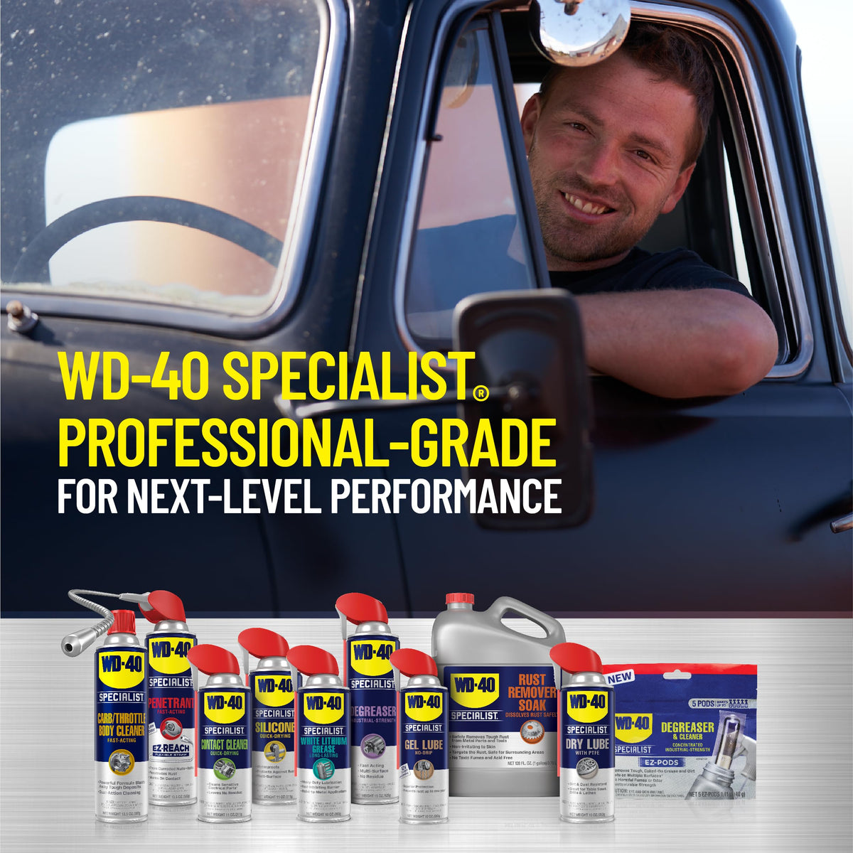WD-40 Specialist applied to lawn equipment showing safe outdoor parts cleaning