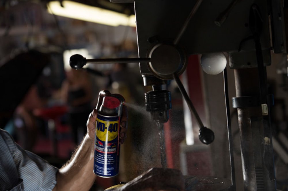 WD-40 can in a toolbox illustrating ready-to-use maintenance convenience