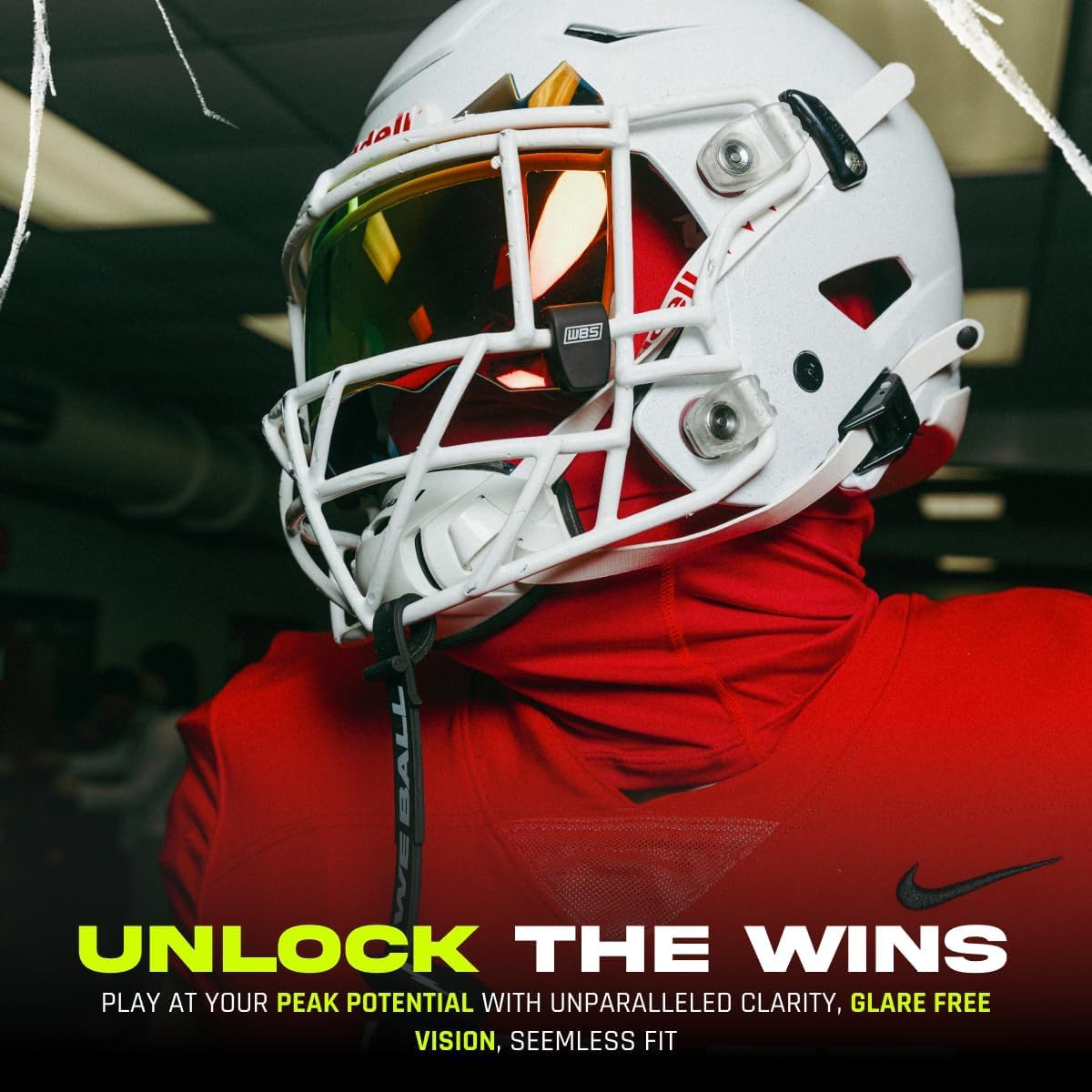 We Ball Sports visor mounted on helmet profile for low-glare protection benefit