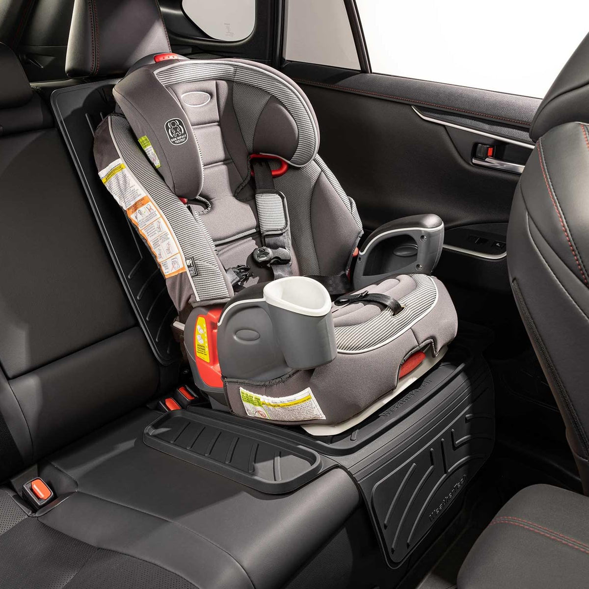 WeatherTech close-up of raised edge keeping spills and crumbs contained for easier cleanup